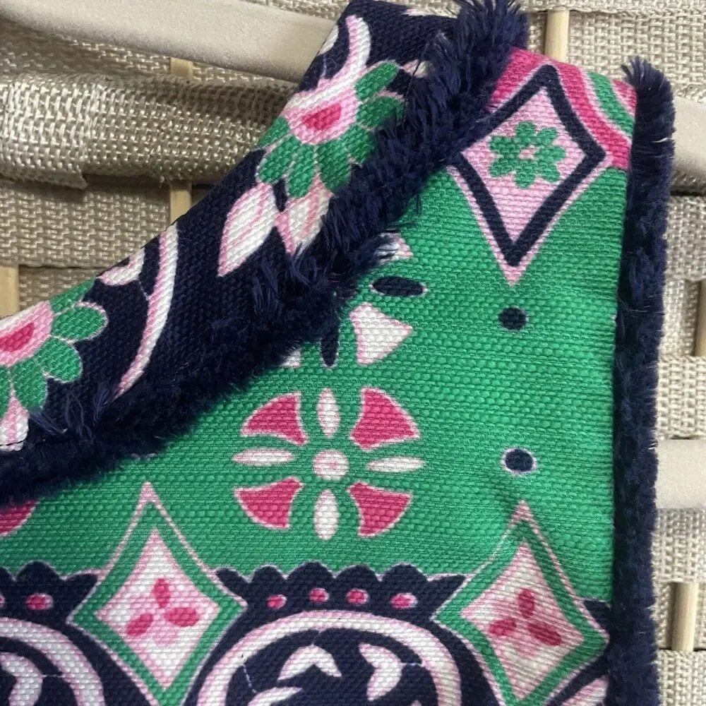 Talbots Sleeveless Sheath Dress Size 8 Green Pink Blue Stripe Fringed Lined - Picture 5 of 12